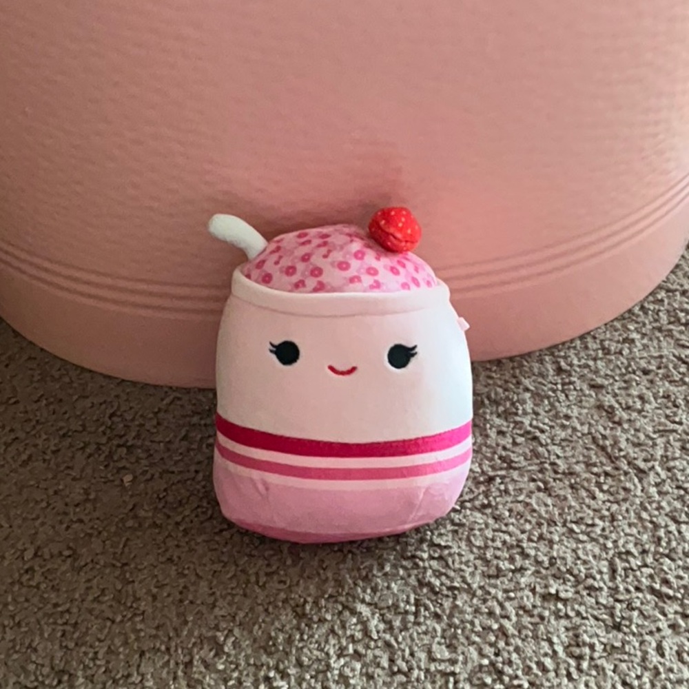 pink strawberry scented mini squishmallow
